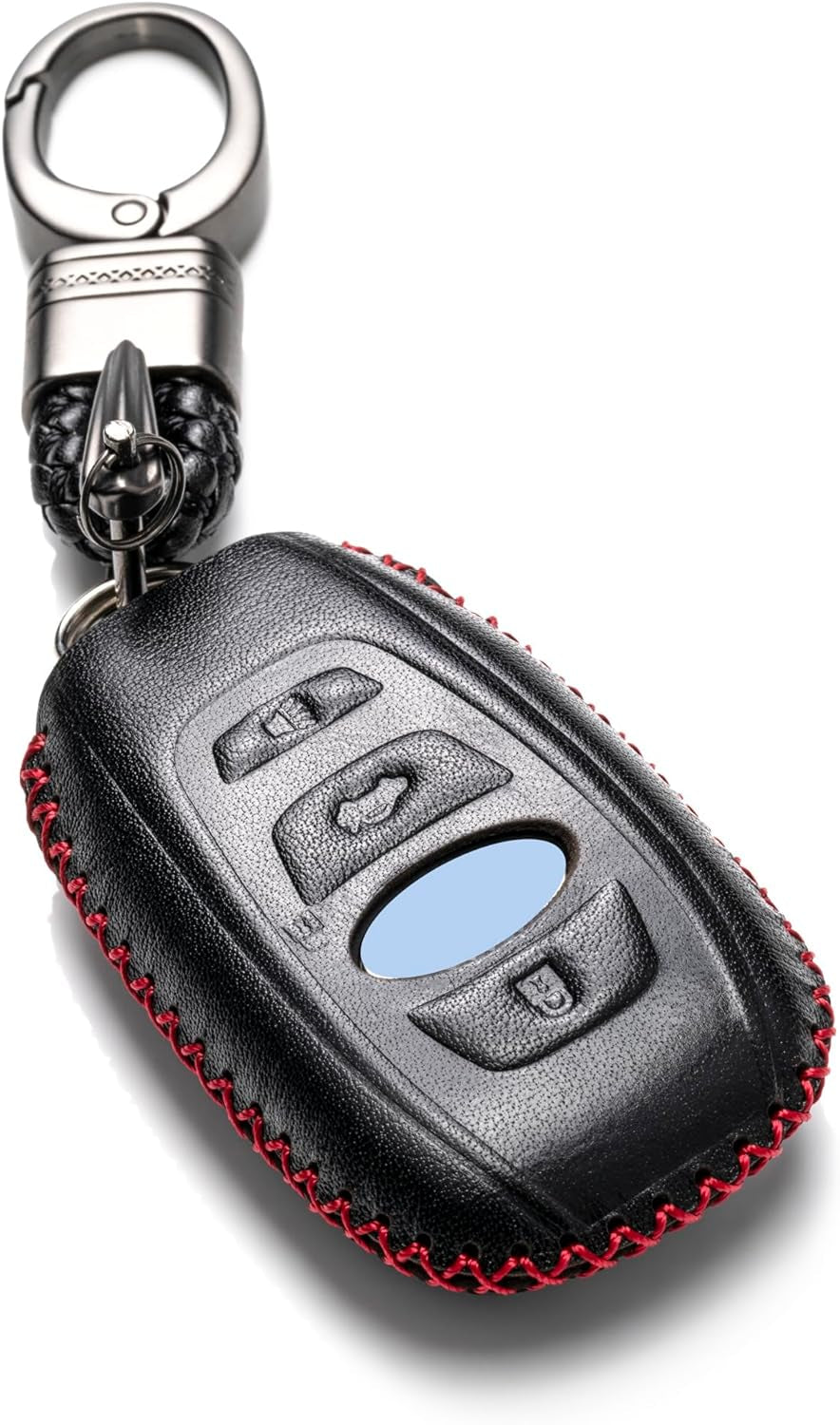 Premium Vitodeco Leather Smart Key Fob Case Cover for Subaru Models (2014-2026) - Stylish Black/Red, 4 Buttons