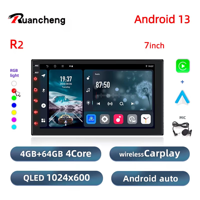 Android13 7 9 10 Inch Car Radio GPS 2 Din Radio Stereo Receiver Player 64G Multimedia Player Wireless Carplay Android Auto Gift