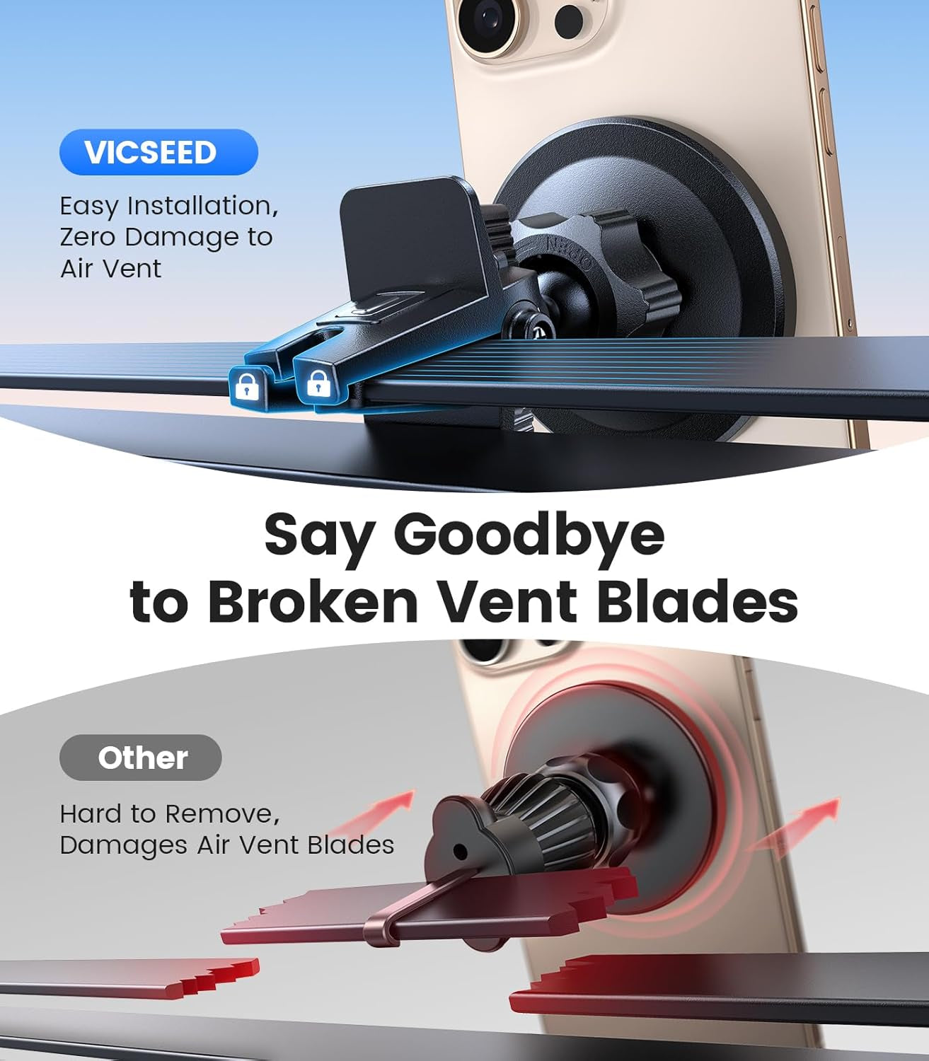 VICSEED for Magsafe Car Mount [Upgraded Strongest Magnet Power] Magnetic Phone Holder for Car Vent 360 Adjustable Magnetic Car Phone Holder Mount for Iphone 17 Pro Max 16 15 14 13 12 plus Mini