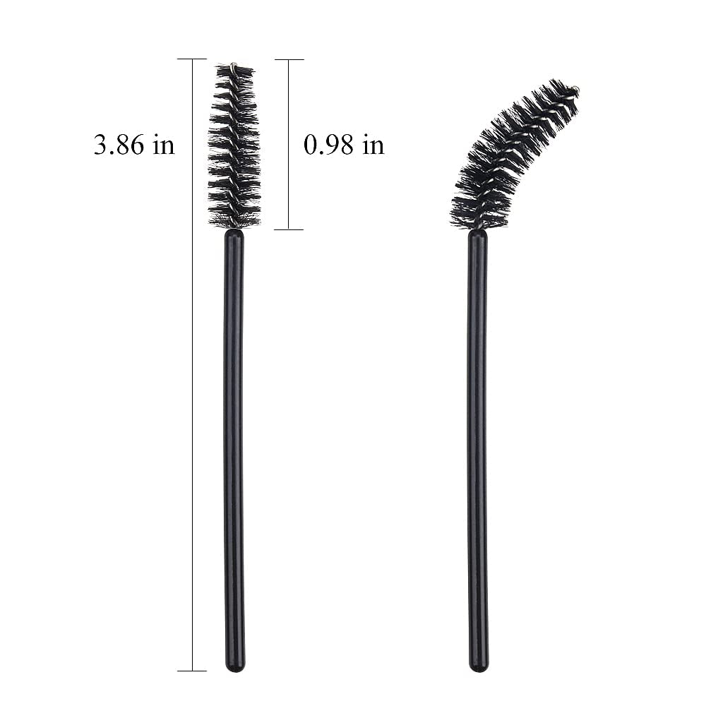 100 Pack Disposable Mascara Wands - Eyelash Brush Applicators for Flawless Makeup Application (Black Handle)