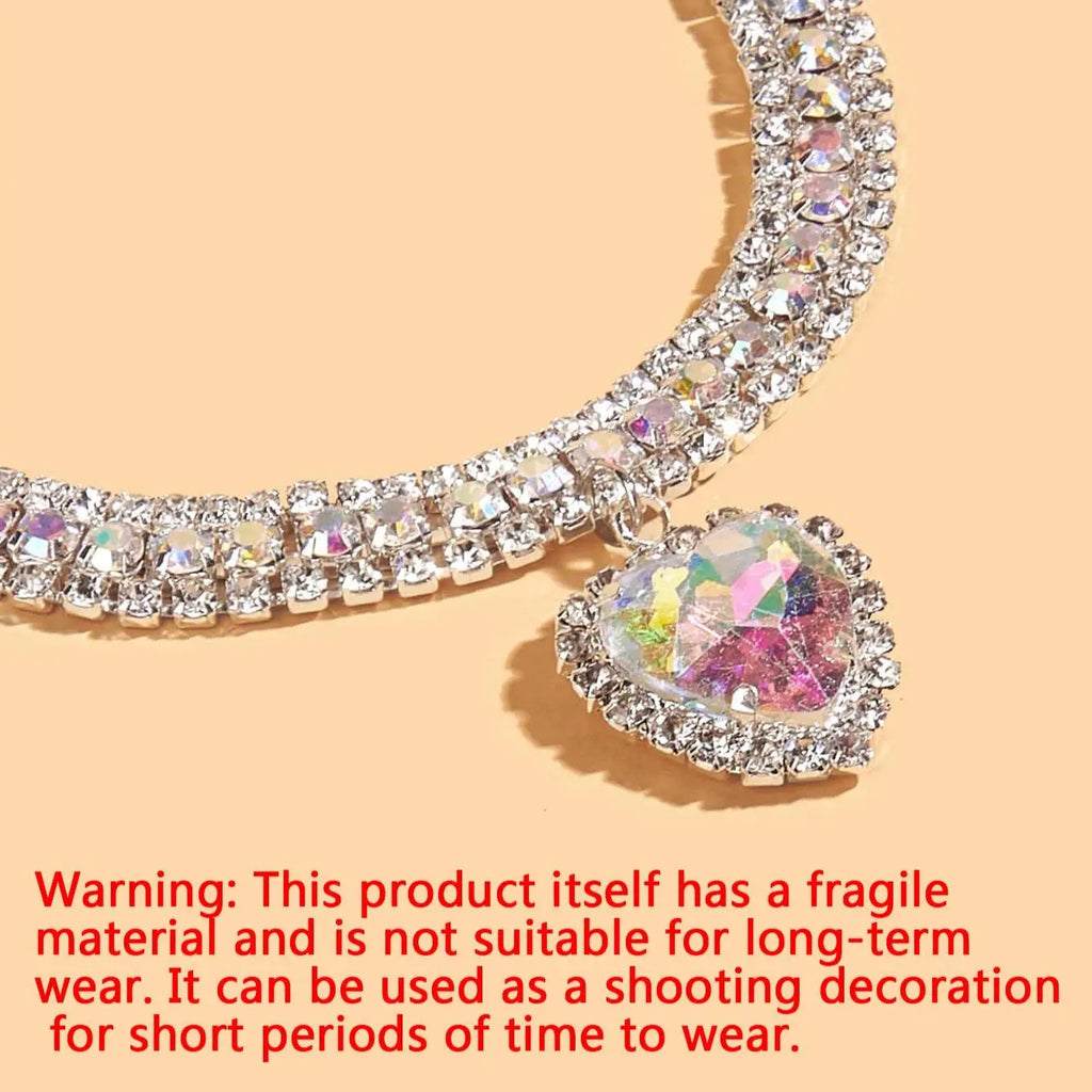 Heart-Shaped Artificial Diamond Pet Collar - Elegant Accessory for Cats and Dogs
