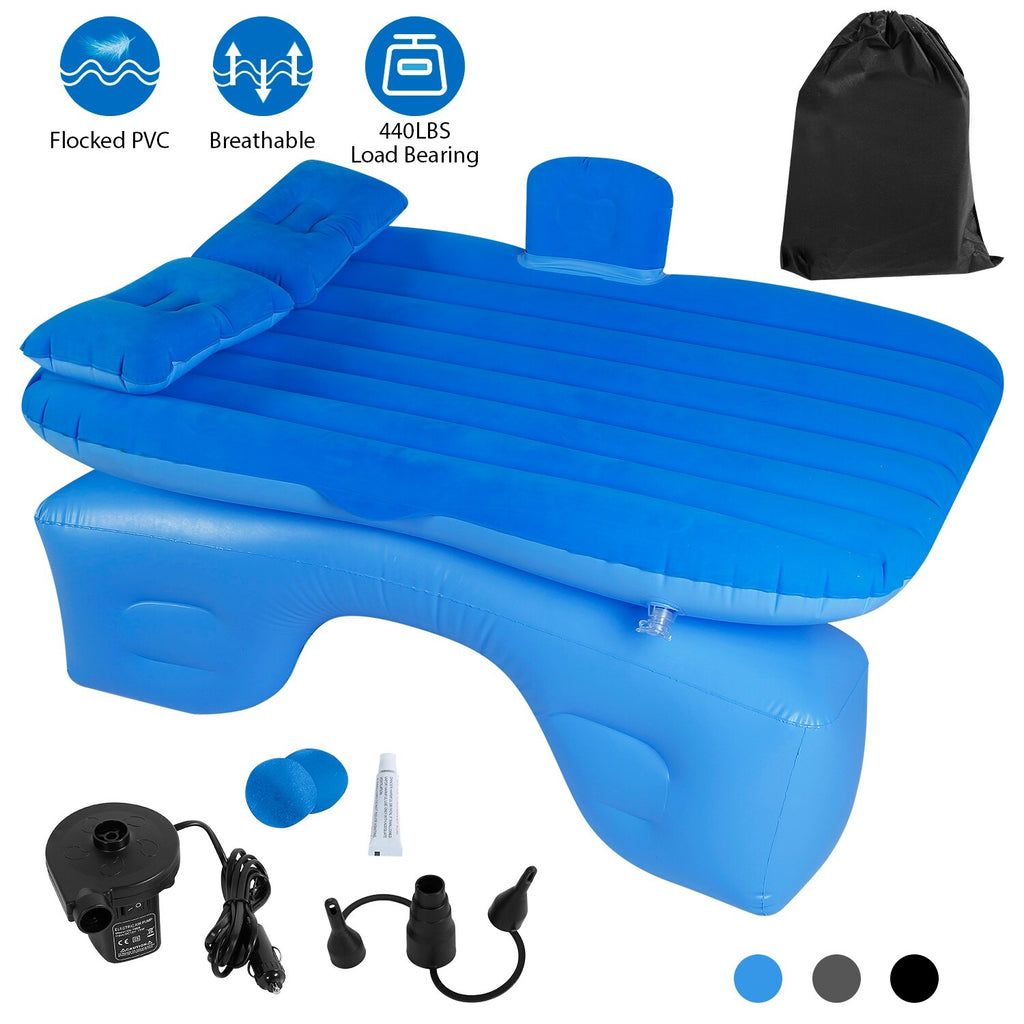 Inflatable Travel Car Mattress with Air Bed for Back Seat Comfort, Includes Two Pillows and Pump