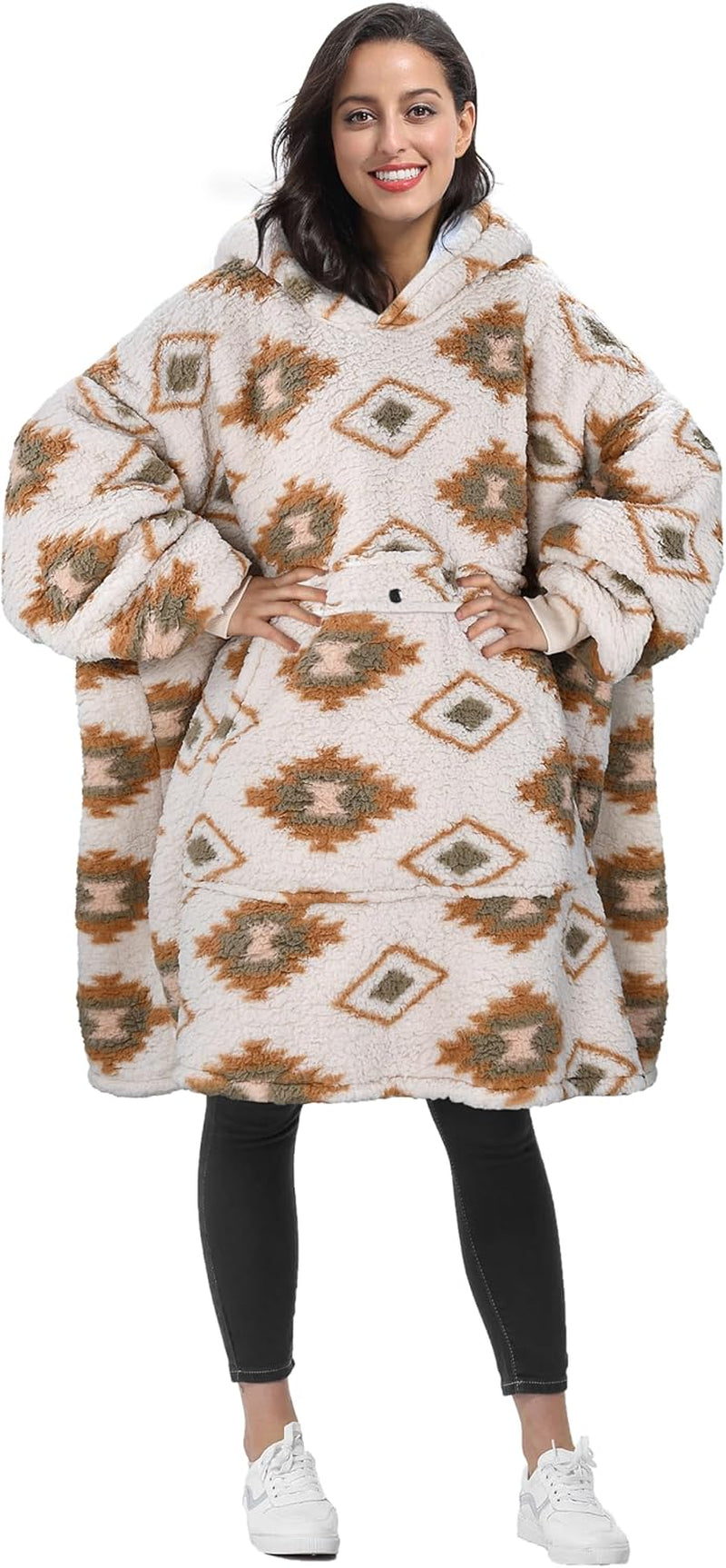 Cozy Up with Tirrinia Extra Long Oversized Sherpa Hoodie Blanket - Perfect Christmas Gift for Men, Women, and Teens in Grey!