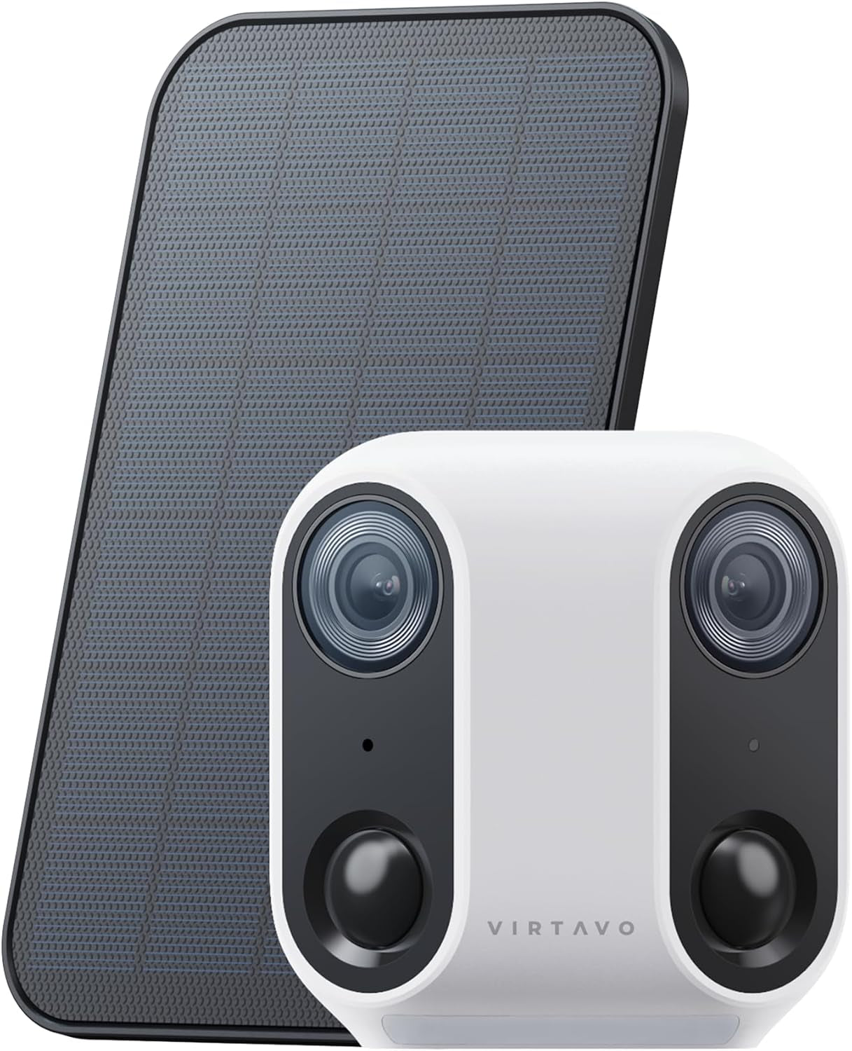 VIRTAVO XM1 Dual-Lens Solar Security Camera Outdoor Wireless, Starlight Night Vision, Smart AI Detection, 100% Wire-Free, IP65 Weatherproof, No Subscription, Local Storage, 2.4Ghz Wifi Surveillance