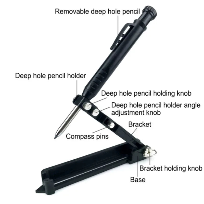 Carpentry Graffiti Line Measuring Hand Tools Multi-Function Scribing Tool Aluminum Alloy Scribe Tool with Deep Hole Pencil