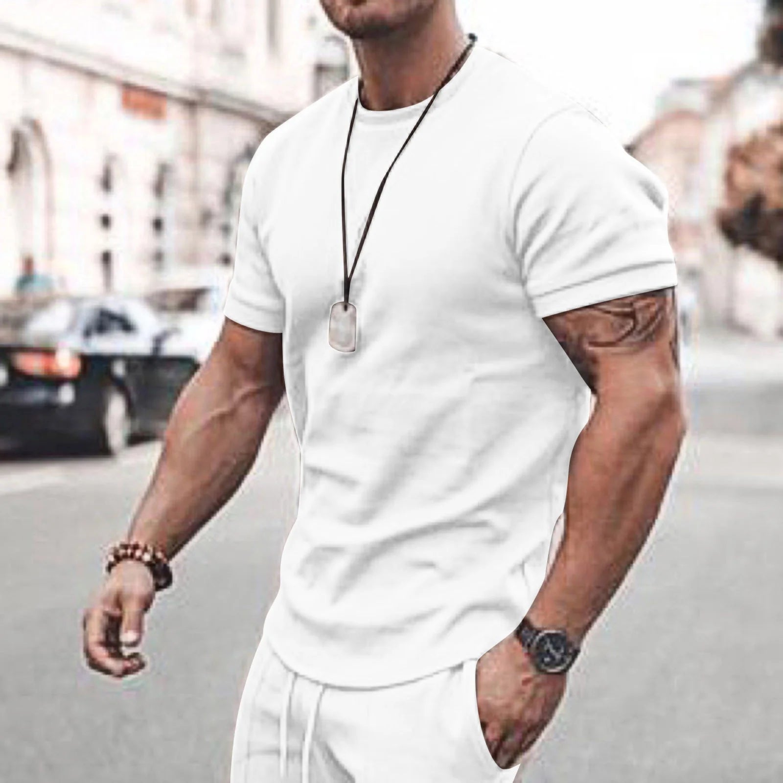 Conjunto Deportivo Casual De Camiseta De Manga Corta Y Shorts Para Hombre, Cuello Redondo, Ropa Deportiva De 2 Piezas, Atuendos De Verano