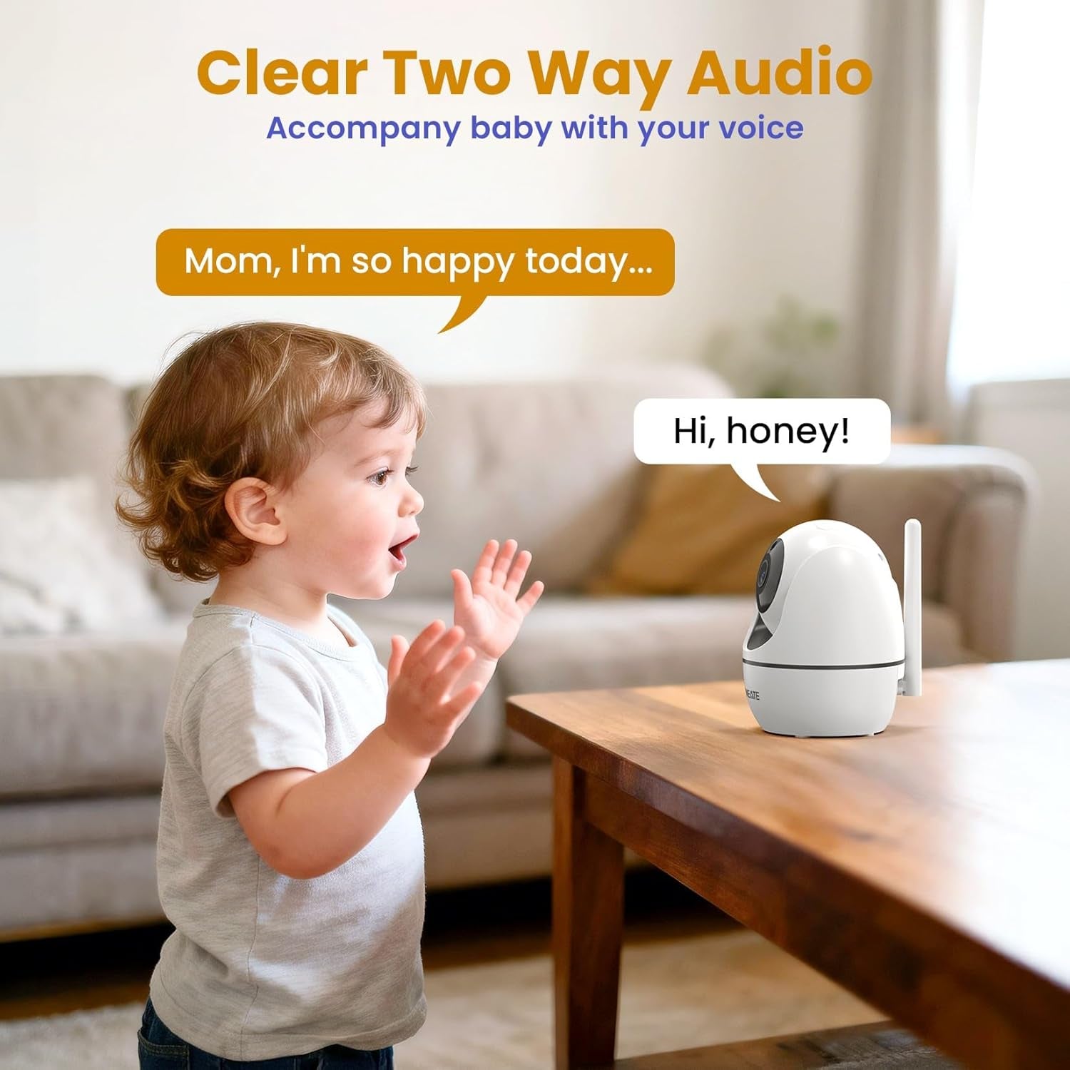 ANMEATE 5" HD Video Baby Monitor with Camera and Audio - No Wifi, 48H Battery Life,720P Remote Pan Tilt Zoom, Two-Way Talk, Night Vision, Thermal Room Monitor, Lullabies & White Noise, 1000Ft Range