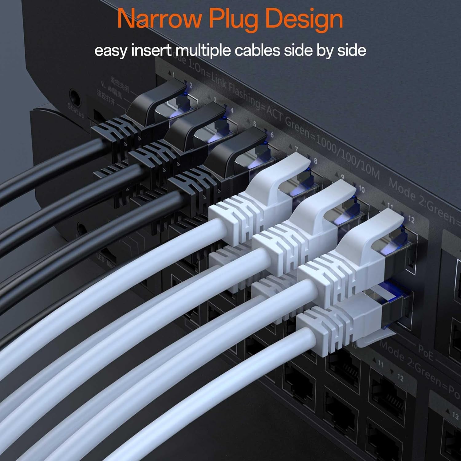 Cat8 Ethernet Cable 200 FT Indoor & Outdoor, Ethernet Cable High Speed 40Gbps 2000Mhz, Flexible Shielded Internet Cable, Cat 8 SSTP Network Cable for Home/Office/Gaming/Poe, Black