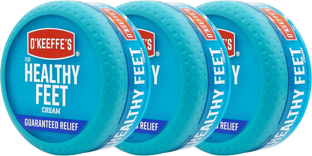 O'Keeffe's Healthy Feet Foot Cream - Ultimate Relief for Dry, Cracked Feet - Instant Moisture Boost - 3.2 oz Jar (Pack of 3)
