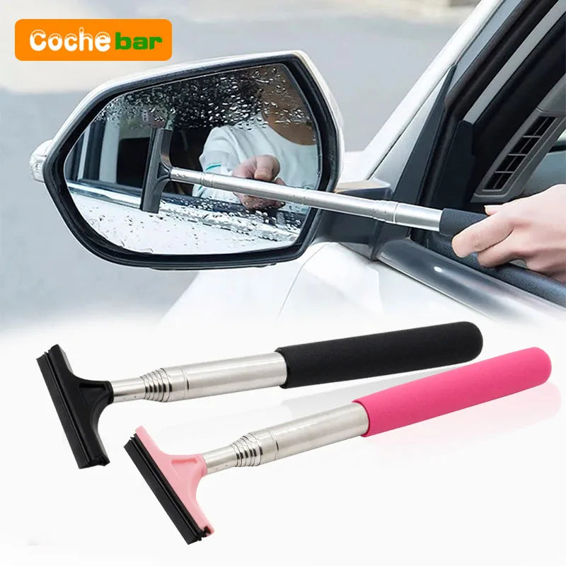Telescopic Car Rearview Mirror Wiper and Auto Glass Cleaning Tool with Scraper and Handle