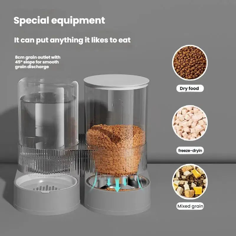Automatic Pet Feeder and Water Dispenser Bowl with Dual Functionality for Dogs and Cats, Easy to Clean and Durable Design