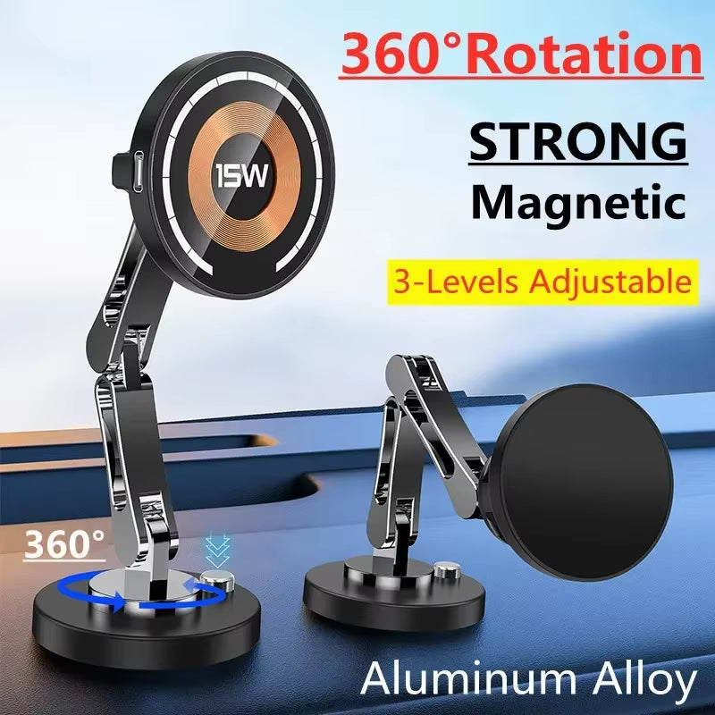 Magnetic Car Wireless Charger Stand Magnet Car Mount Fast Charging Station Phone Holder Bracket for Macsfae Iphone 15 14 13 12