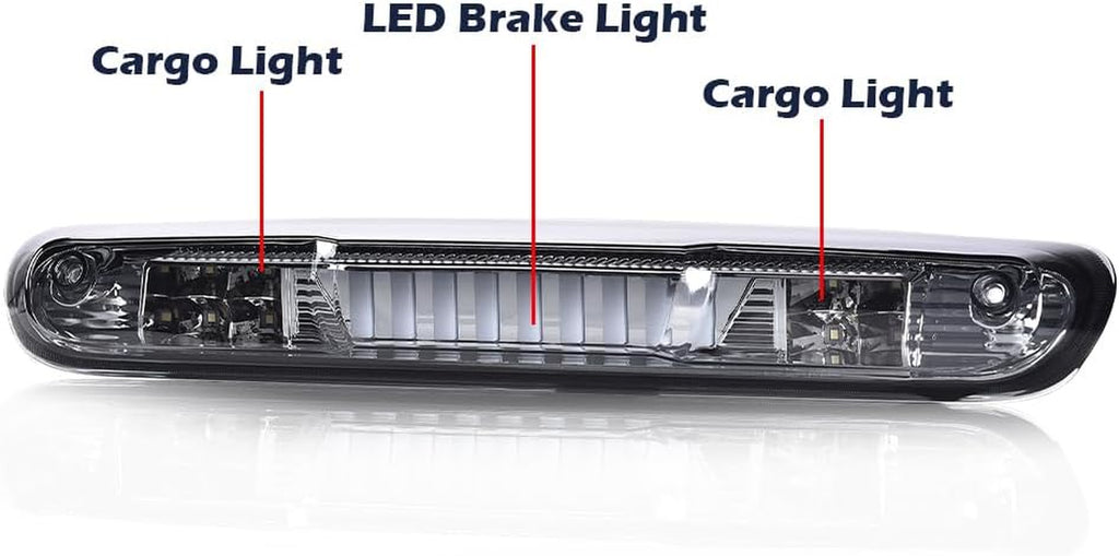 3D LED Third Brake Light for 2007-2013 Dodge Ram, Chevy Silverado, GMC Sierra - Smoky White