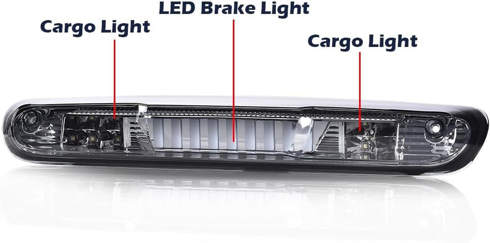 3D LED Third Brake Light for 2007-2013 Dodge Ram, Chevy Silverado, GMC Sierra - Smoky White