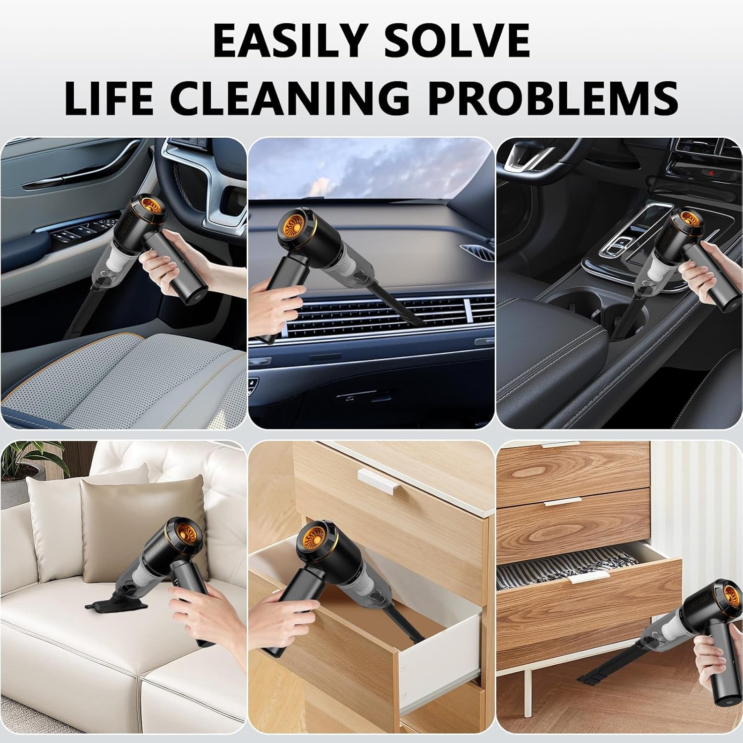 Ultimate 20000Pa Cordless Car Vacuum Cleaner - Powerful Handheld Mini Vacuum with Brushless Motor & Crevice Tool for Spotless Interior Cleaning