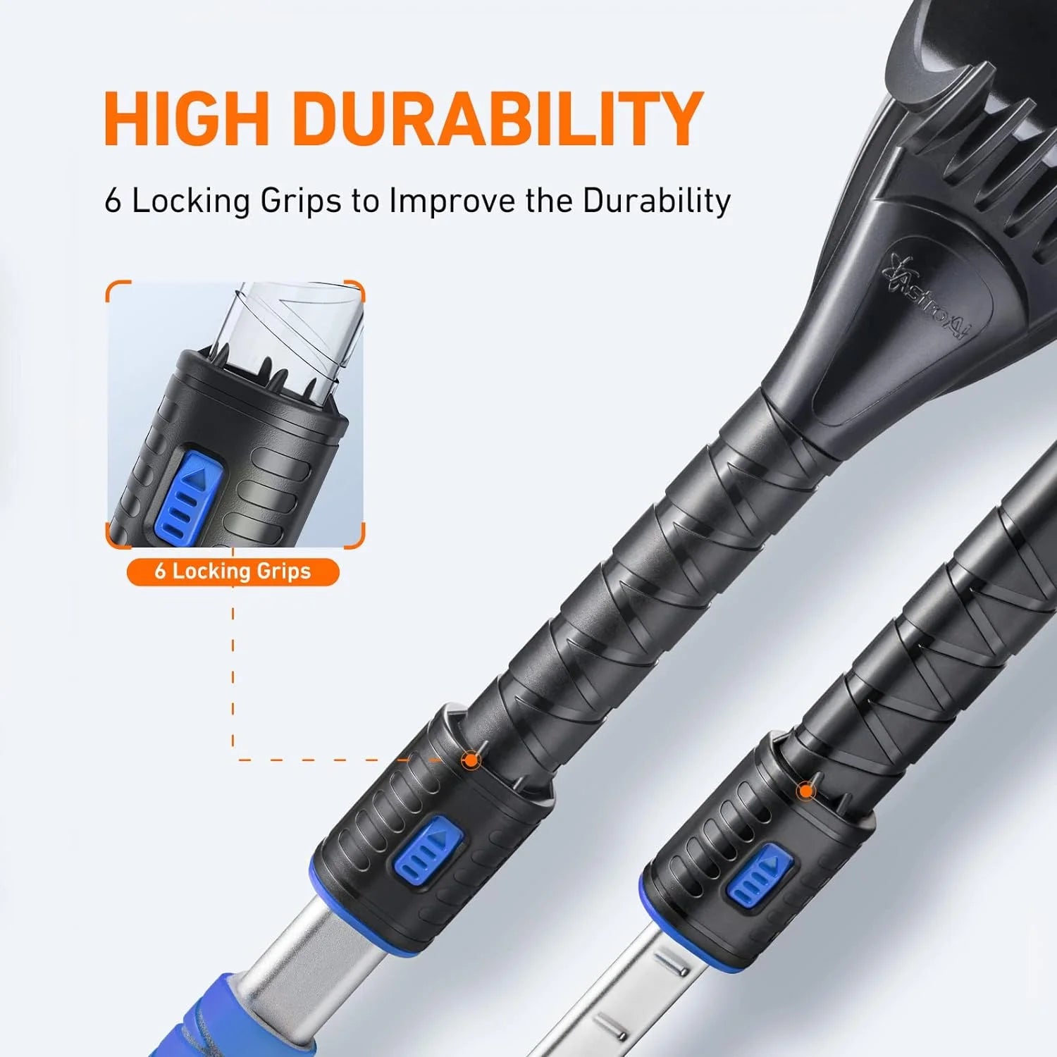 Ice Scraper and Extendable 62.4" Snow Brush, Snow Scraper for Car Windshield with 360° Pivoting Brush Head for Car, Blue
