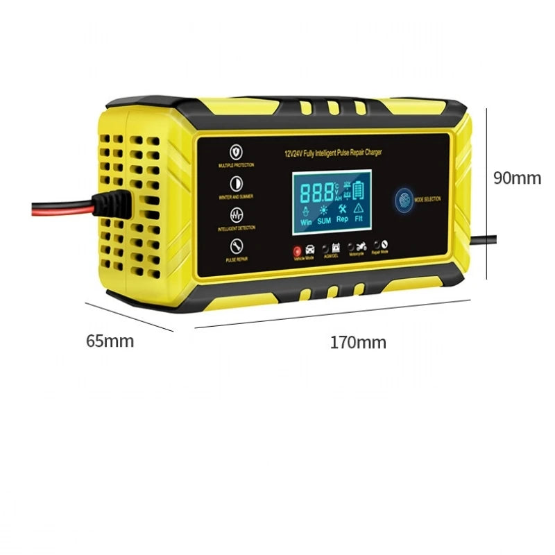 12V/24V 8A Full Automatic Battery Chargers Digital LCD Display Car Battery Chargers Power Puls Repair Chargers Wet Dry Lead Acid
