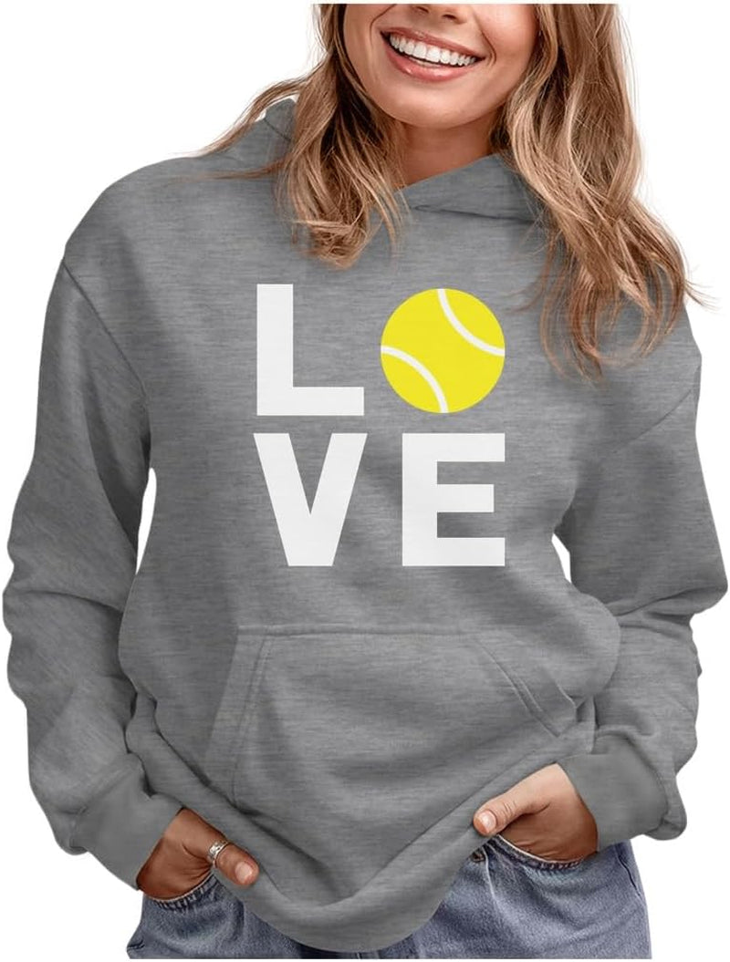 Tstars Love Tennis Hoodie - Perfect Gift for Players, Coaches & Fans | Sporty Hoodies for Women & Teen Girls