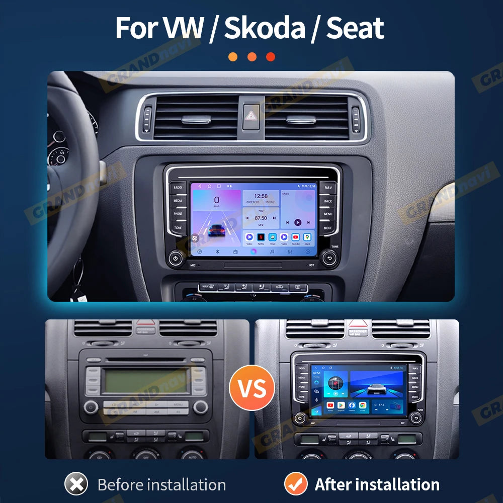 Grandnavi Android13 Car Radio GPS for VW Volkswagen Skoda Octavia Golf 5 6 Touran Passat B6 Polo Jetta 2Din Multimedia Player