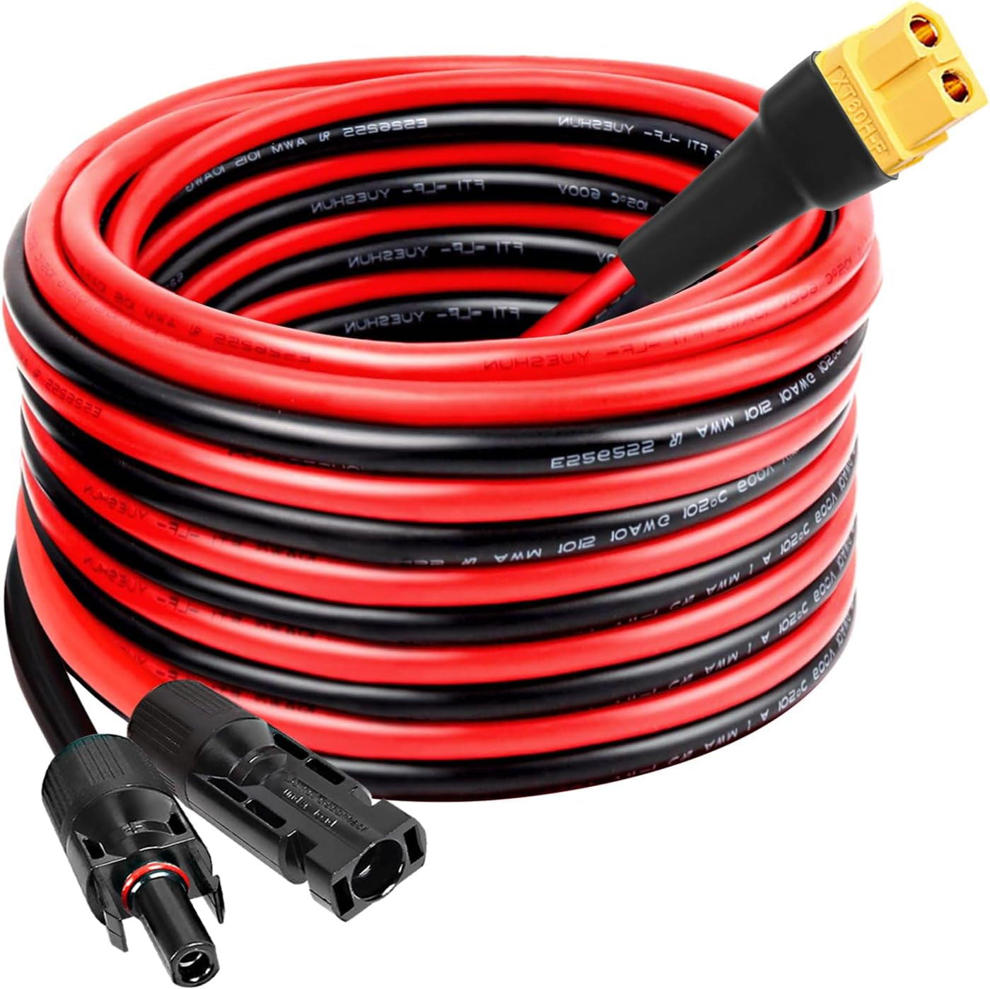 MOOKEERF Solar to XT60 Extension Cable 10AWG 25FT Solar Connector to XT60 Adapter Cable for Solar Panel to Portable Power Station Solar Generator Battery Pack