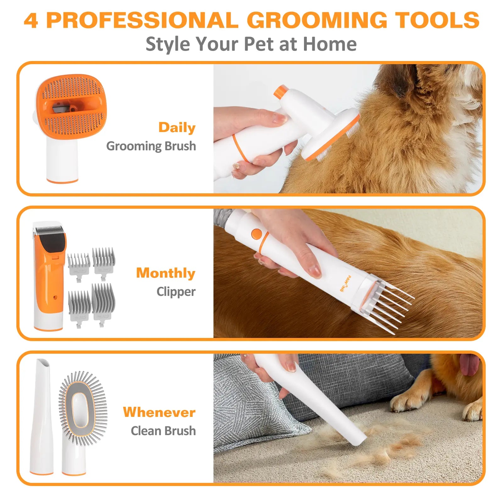 PAWING Professional Grooming Vacuum and 5-in-1 Pet Grooming Kit for Dogs and Cats