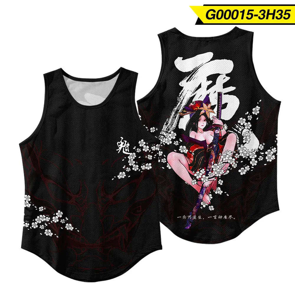 Men'S Fashion Sleeveless Black Tiger Print Tank Top Vest Fitness Bodybuilding Muscle Undershirt Gym Sportwear
