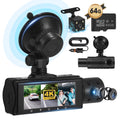 Dash Cam,3 Channel Dash Cam 4K 720P Dash Cam Front and inside Dash Camera with 64GB Card,Night Vision,G-Sensor,24Hr Parking,Triple Car Camera with IR Night Vision