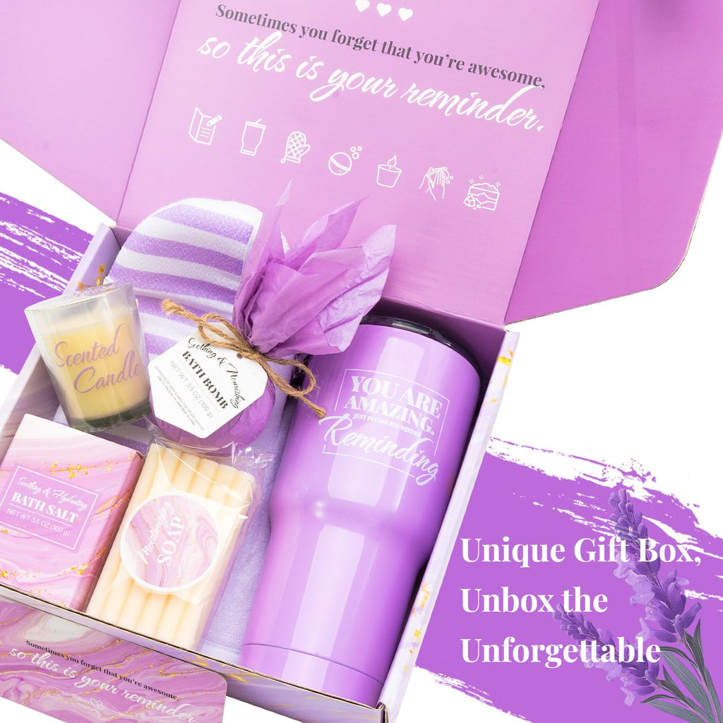Indulge in Relaxation: BODY & EARTH Lavender Bath & Body Gift Set with Insulated Tumbler - Perfect Get Well Soon & Birthday Gift for Women, Ideal for Mother's Day!