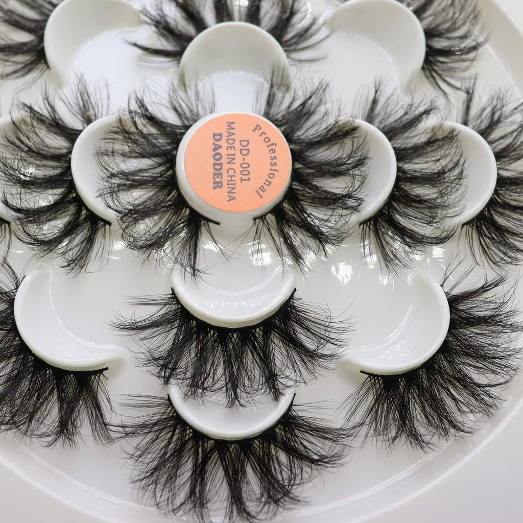 DAODER 25mm Wispy 8D Mink False Eyelashes - Dramatic Volume & Fluff - 7 Pairs of Soft, Reusable Lashes for Stunning Eyes