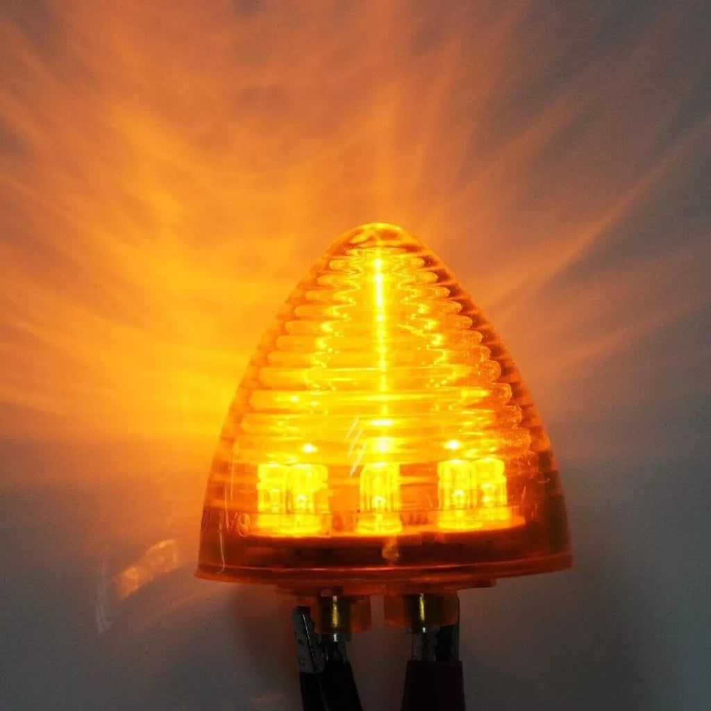 10-Pack 2-Inch Amber 9-LED Side Marker Lights, Round Beehive Design