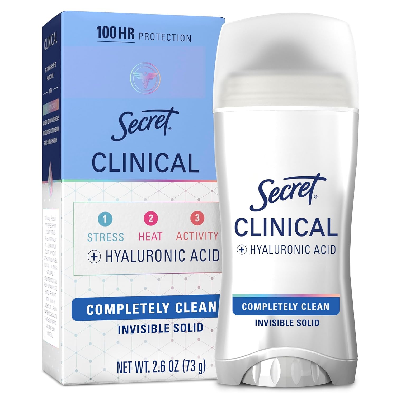 Secret Clinical Strength Antiperspirant Deodorant for Women - 100HR Sweat & Odor Protection, 3X Stress Defense, Clean Lavender Scent with Hyaluronic Acid, 2.6 Oz