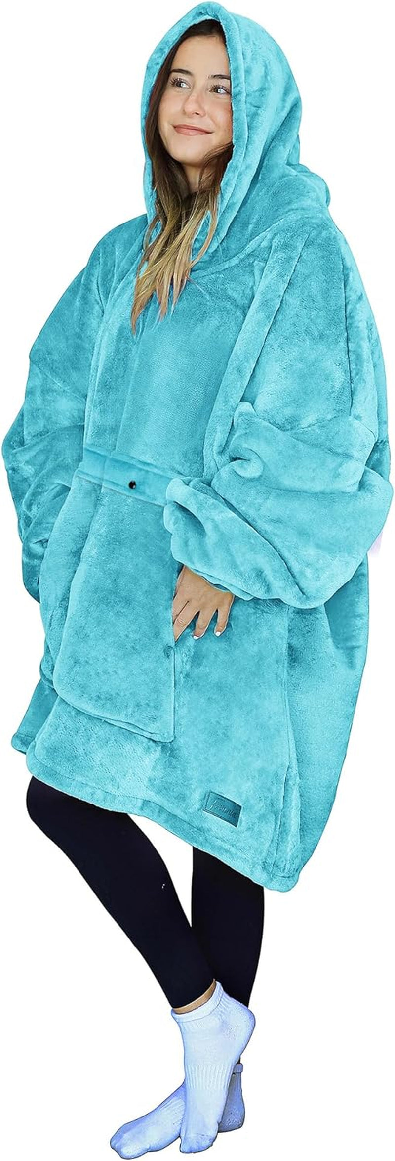 Cozy Up with Tirrinia Extra Long Oversized Sherpa Hoodie Blanket - Perfect Christmas Gift for Men, Women, and Teens in Grey!