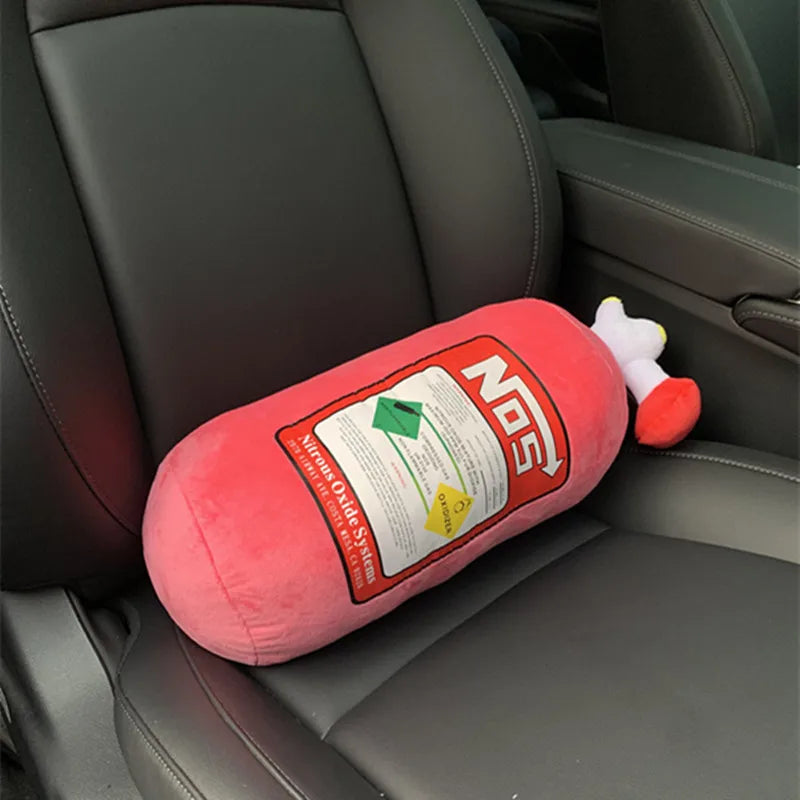 Car Seat Neck Pillow and Waist Cushion - Creative Plush Headrest in Nitrogen Cylinder Shape, Premium Car Accessories