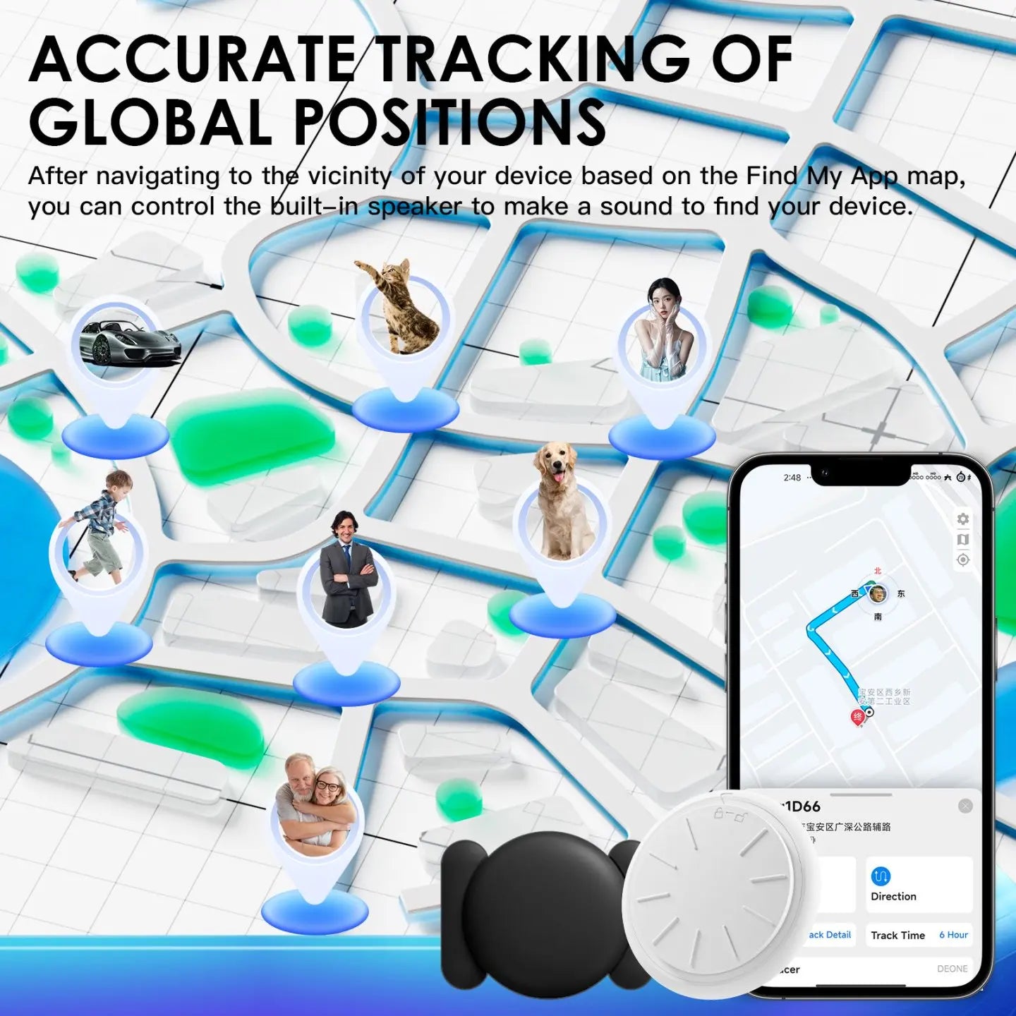 HONGTOP Car GPS Tracking Device for Vehicles Real Time GPS Tracker Work with Find My (Ios Only) No Monthly Fee GPS Car Tracker