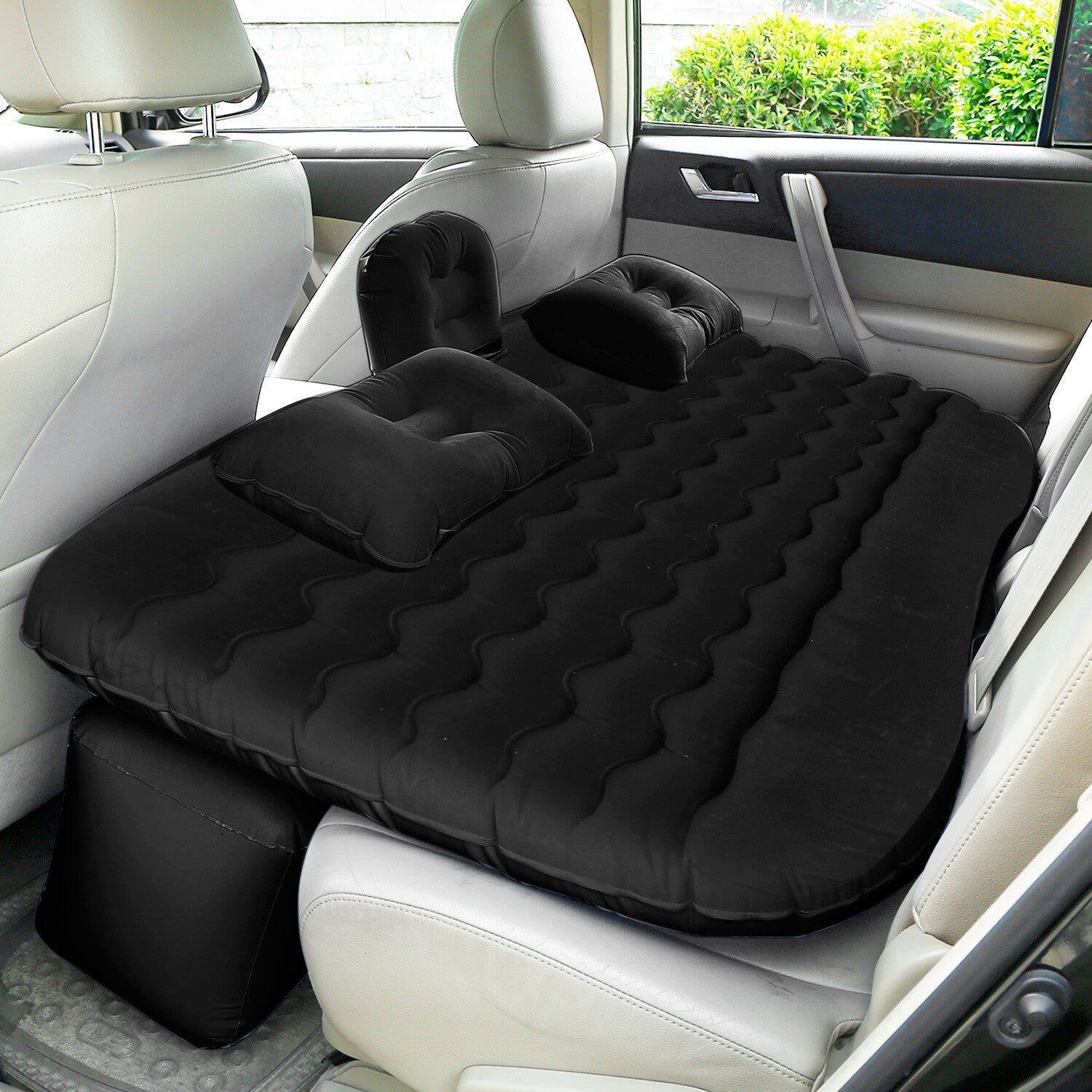Inflatable Travel Car Mattress with Air Bed for Back Seat Comfort, Includes Two Pillows and Pump
