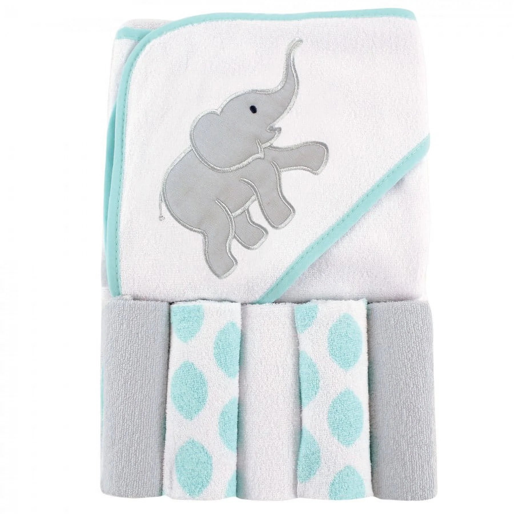 Luvable Friends Baby Unisex Hooded Towel with Five Washcloths, Owl, One Size
