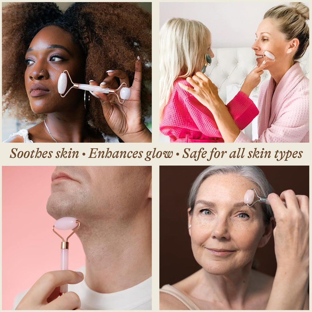 Rose Quartz Face Roller - Ultimate Relaxation & Beauty Tool for Women, Perfect Gift for Teens and Self-Care Lovers, Reduces Fine Lines and Wrinkles