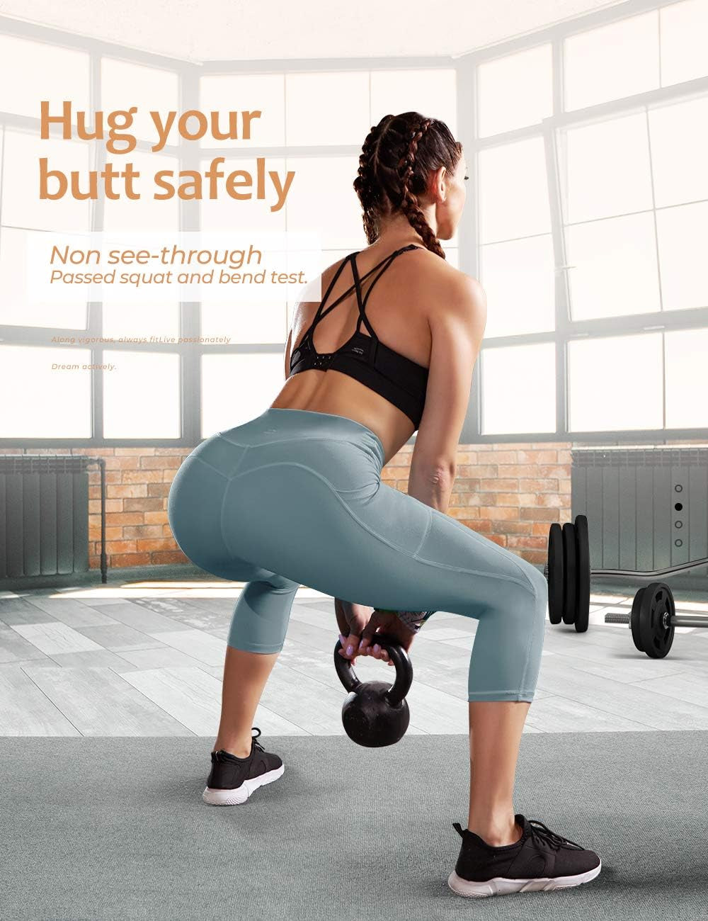 ALONG FIT Anti-Nail Leggings for Women, Non-See-Through Yoga Pants with Phone Pockets, Tummy Control Full-Length/Capri Tights