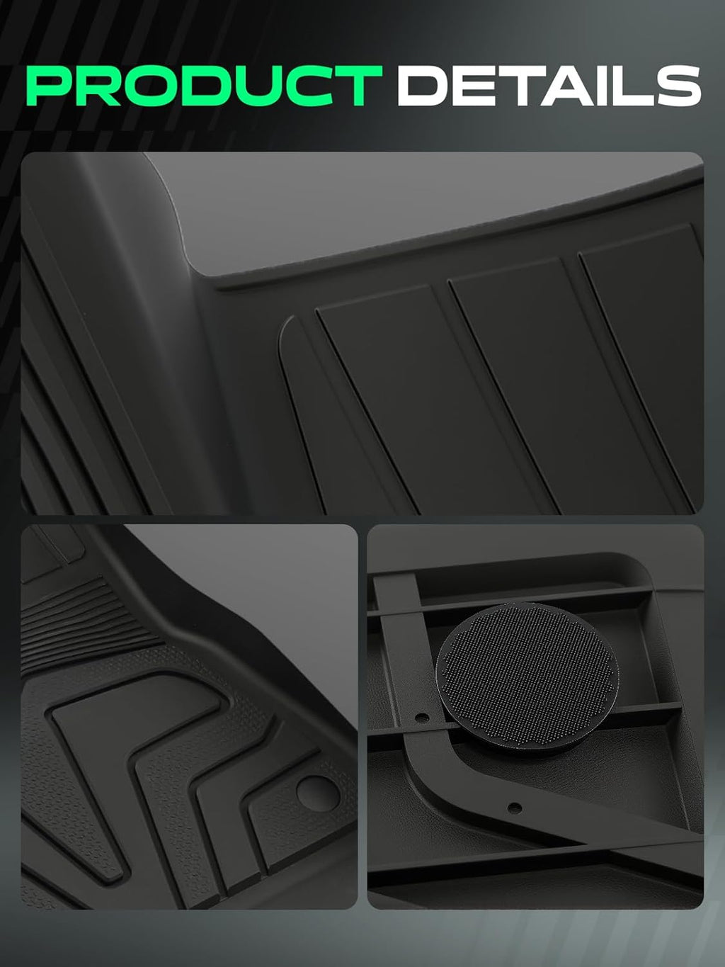YHTAUTO All-Weather Floor Mats & Cargo Liners for Tesla Model Y (2020-2025) - Set of 6, Black - Perfect Fit for 5-Seat Models (Excludes Juniper)