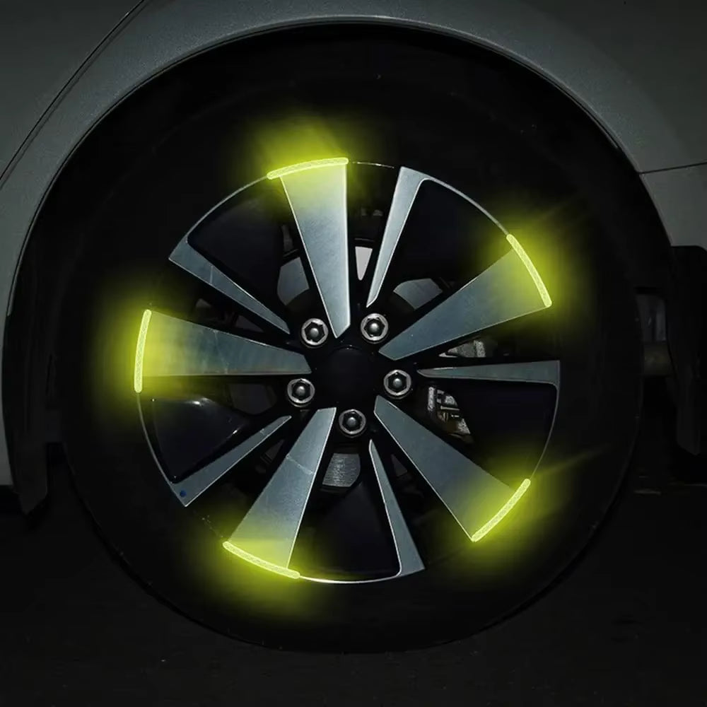 20Pcs Car Wheel Hub Reflective Sticker Tire Rim Reflective Strips Luminous for Night Driving Car Bike Motorcycle Wheel Sticker