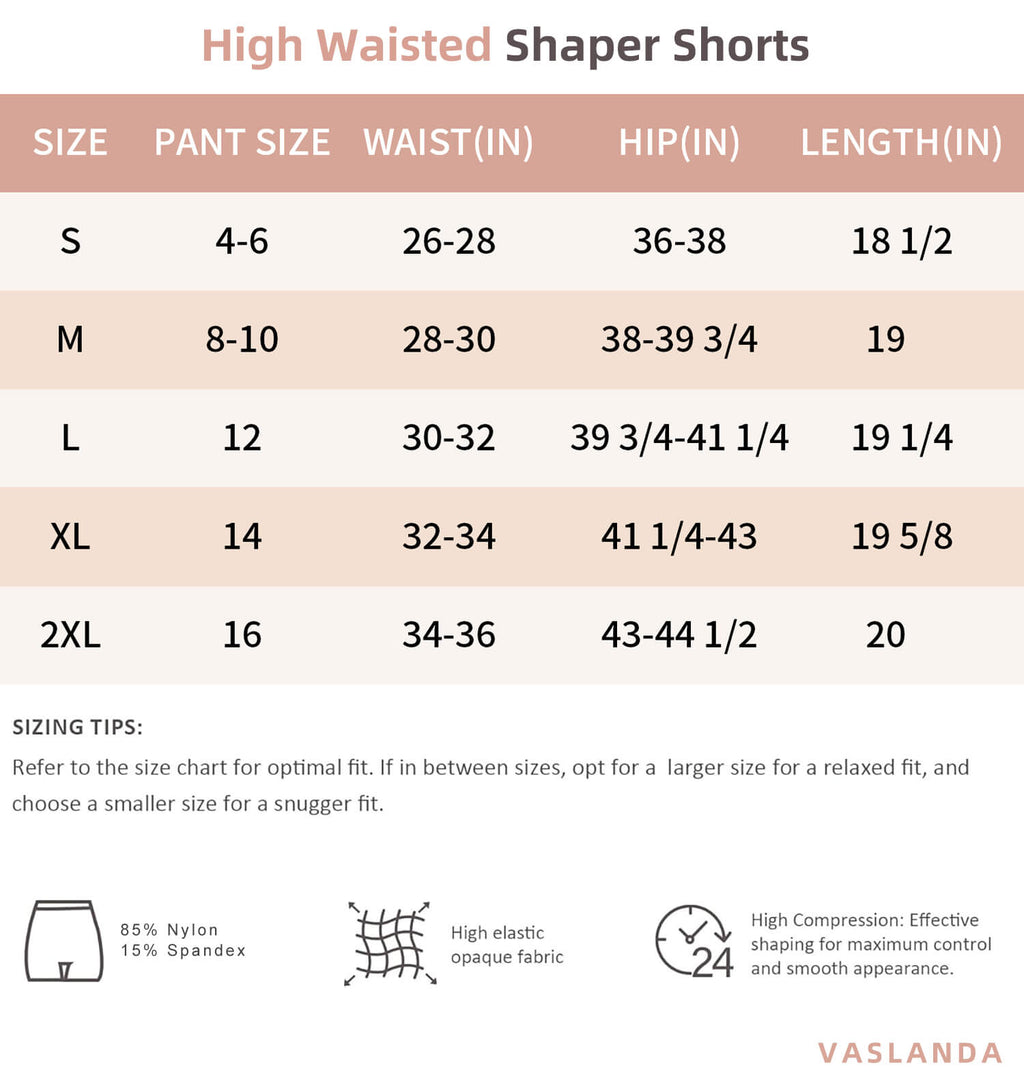 Vaslanda Shapewear Tummy Control Underwear Body Shaper for Women High-Waisted Thigh Slimming Butt Lifting Panties