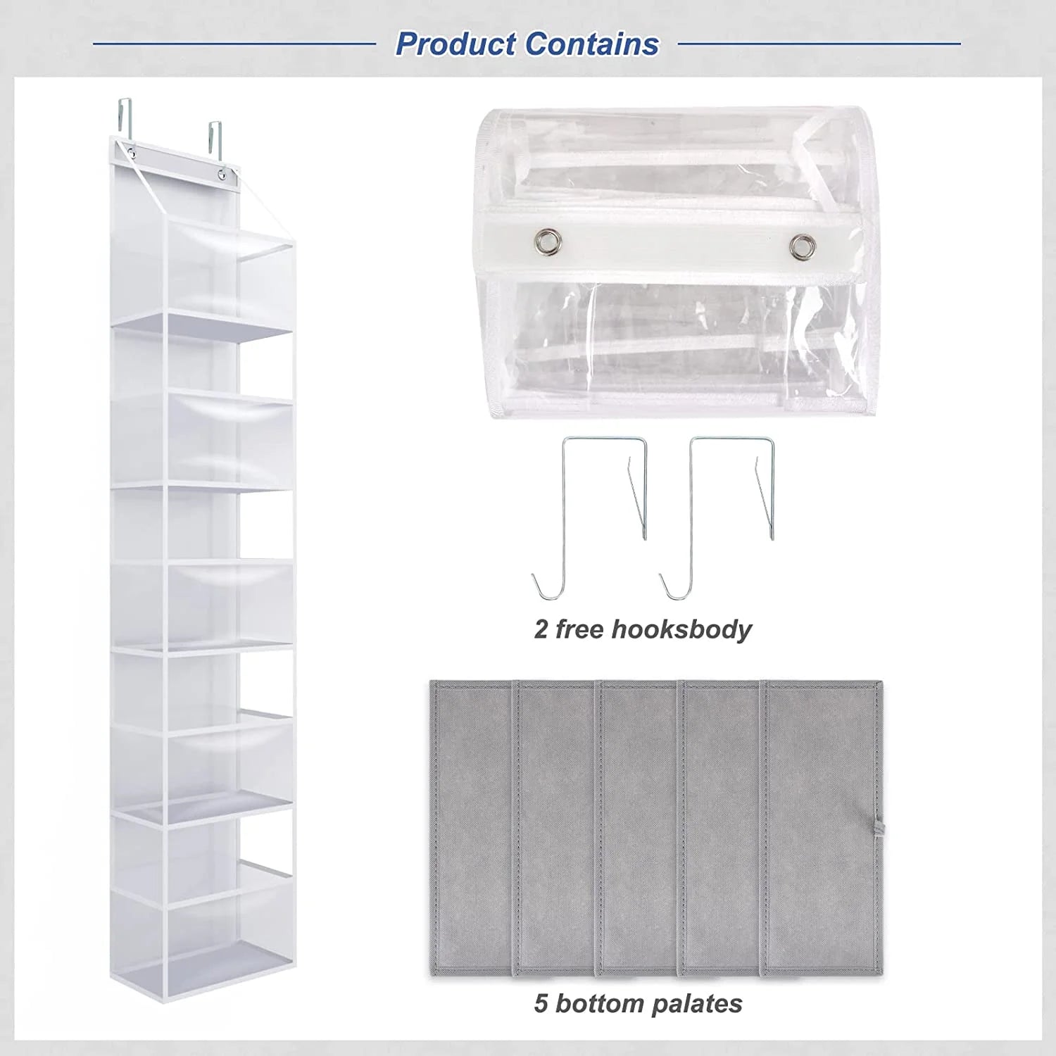 Ohhgo over the Door Hanging Pantry Organizer 6-Shelf behind the Door Storage Organizer with Clear Plastic Pockets Large Capacity for Closet Bedroom Bathroom (White)