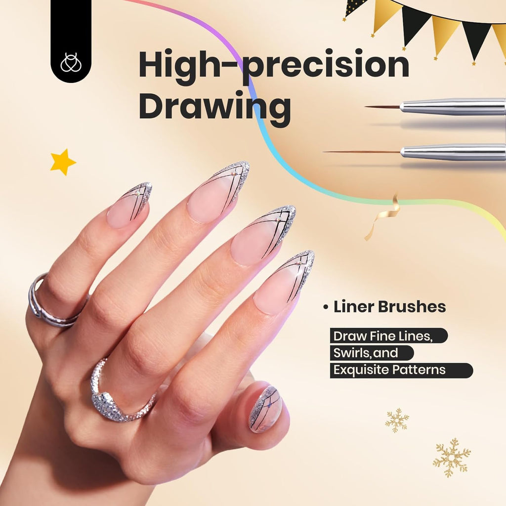 Beetles 6-Piece Nail Art Brush Set - Professional Gel Polish Tools with Wood Alloy Handles for Stunning DIY Manicures, Perfect Gift for Women