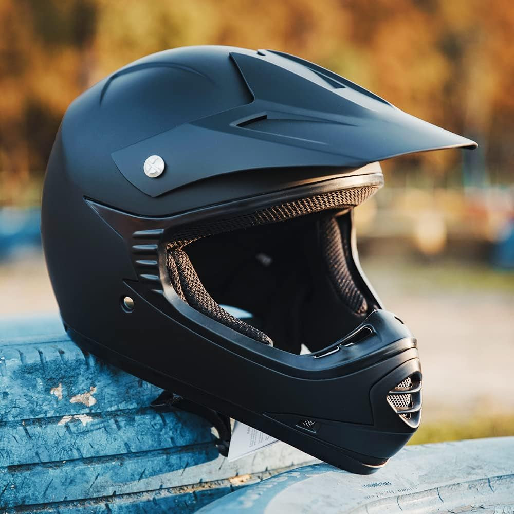 ILM Youth Kids ATV Motocross Helmet Goggles Sports Gloves Dirt Bike Motorcycle off Road DOT Approved B07 (Youth-L, Matte Black)