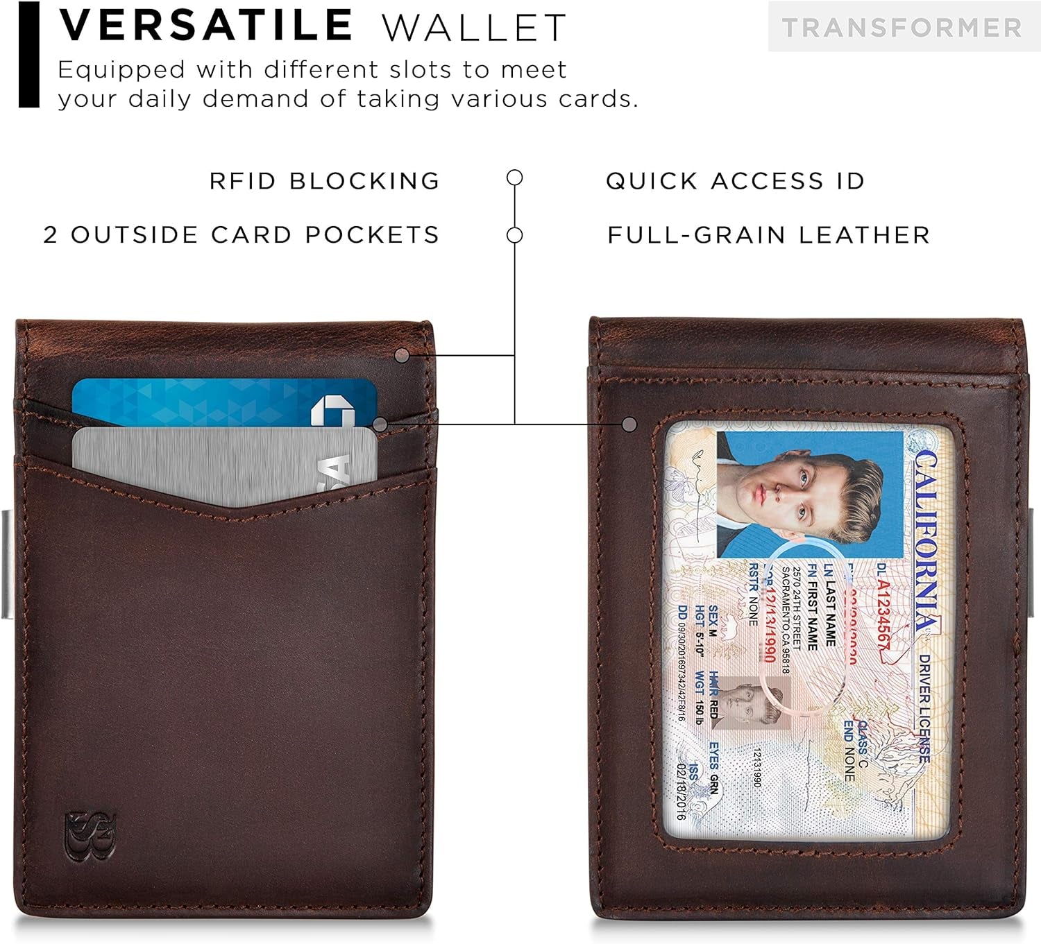 SERMAN BRANDS Money Clip Wallet - Mens Wallets Slim Front Pocket RFID Blocking Card Holder Minimalist Mini Bifold