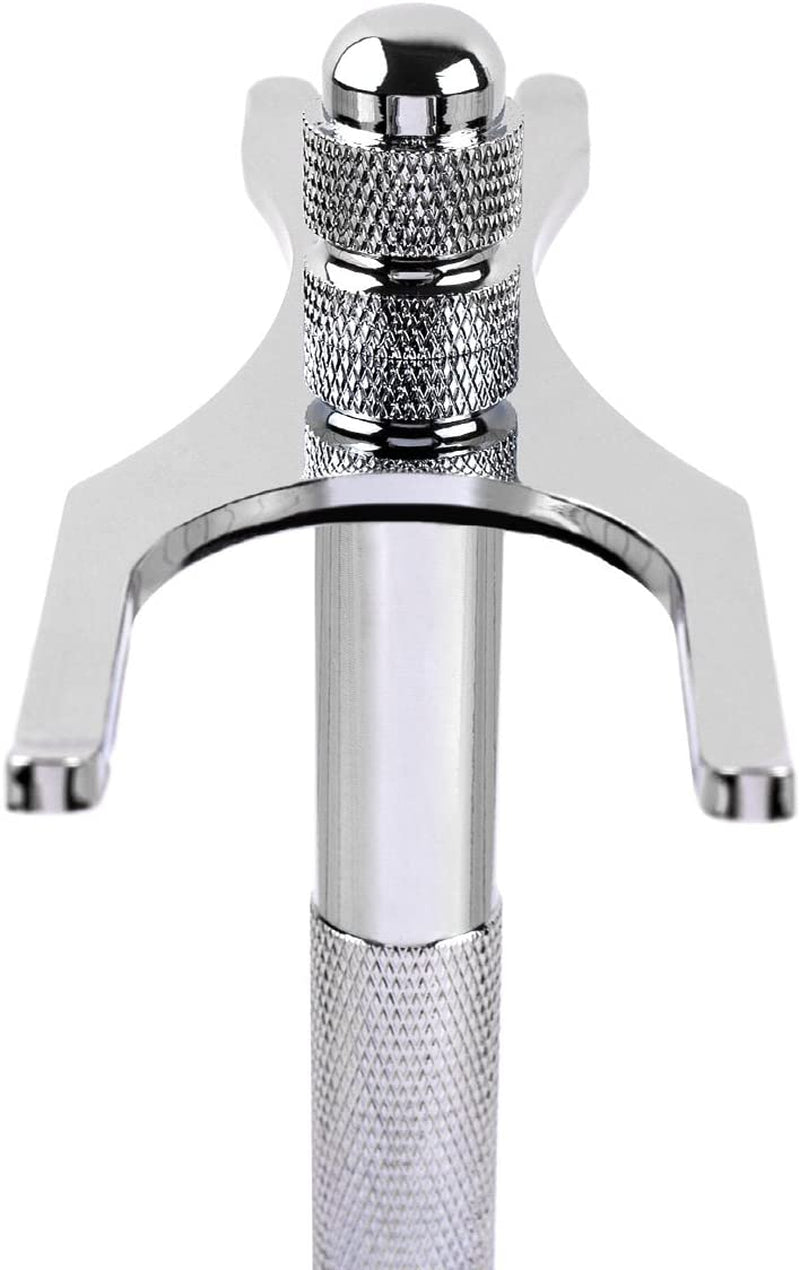 QSHAVE Deluxe Chrome Razor and Brush Stand Holder, Prolong the Life of Your Shaving Brush, 2 Prongs