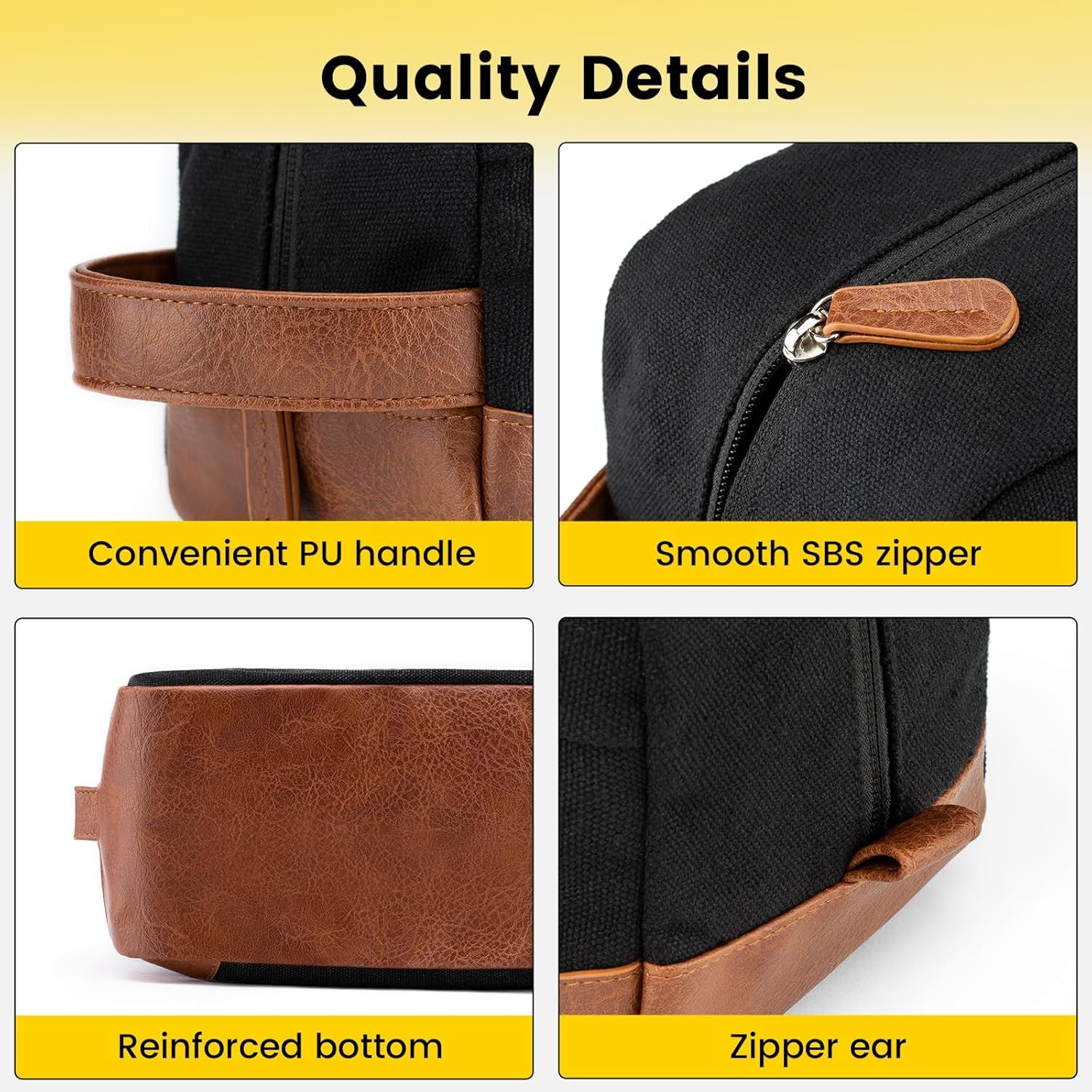 Vorspack Travel Toiletry Bag - Hanging Toiletry Bag for Men Water Resistant Canvas Shaving Bag with Large Capacity for Travel - Black