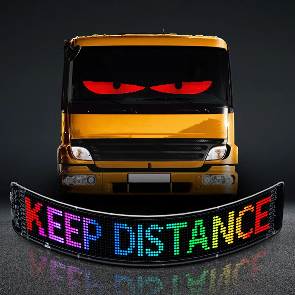 Dynamic LED Car Devil Eyes: Colorful Soft Screen with App Control for Customizable Windshield Effects