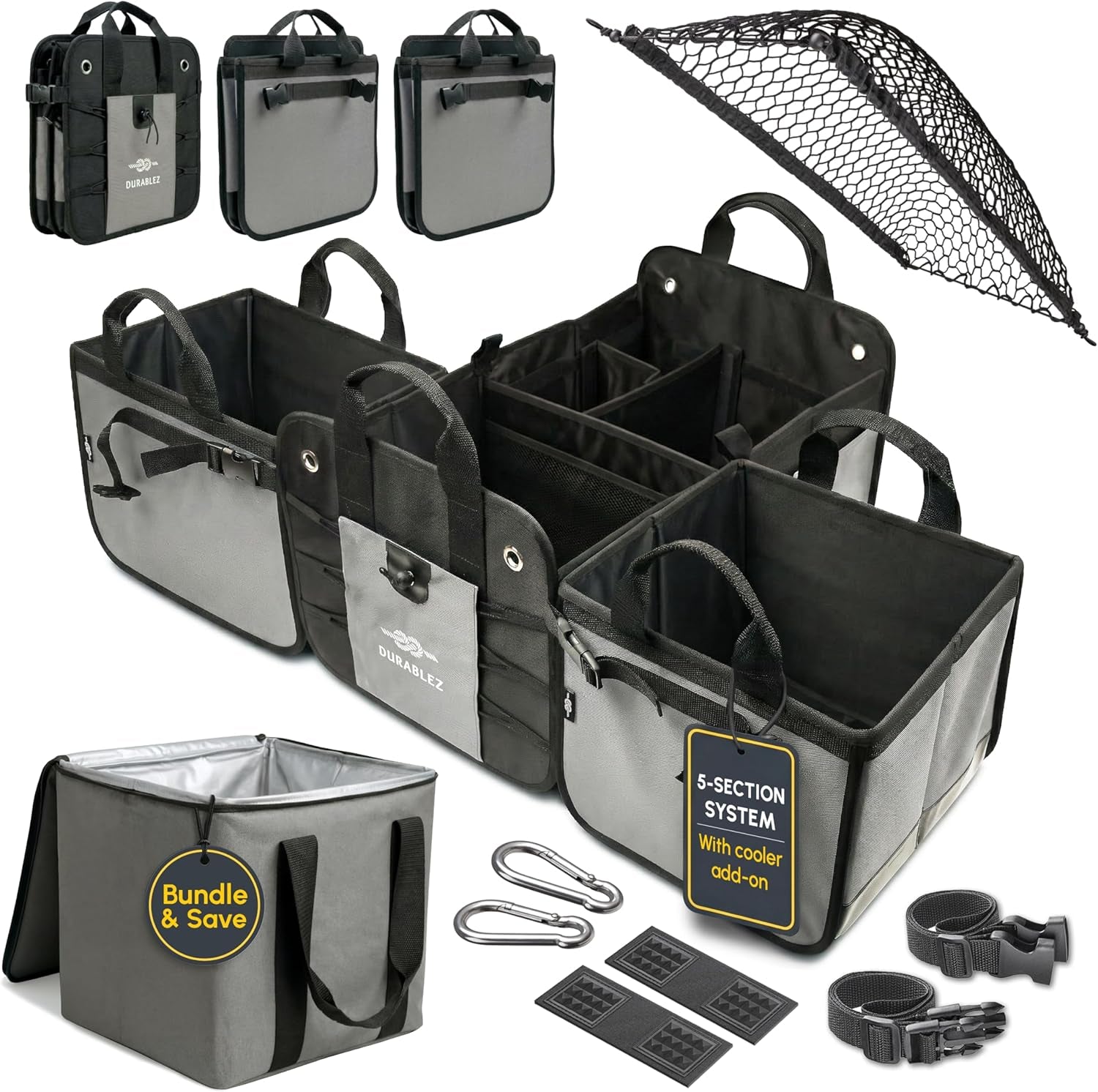 Ultimate XL 3-Section Car Trunk Organizer – Heavy Duty Foldable Cargo Storage Bin with Multi-Compartment Design – Perfect for a Clutter-Free Ride!