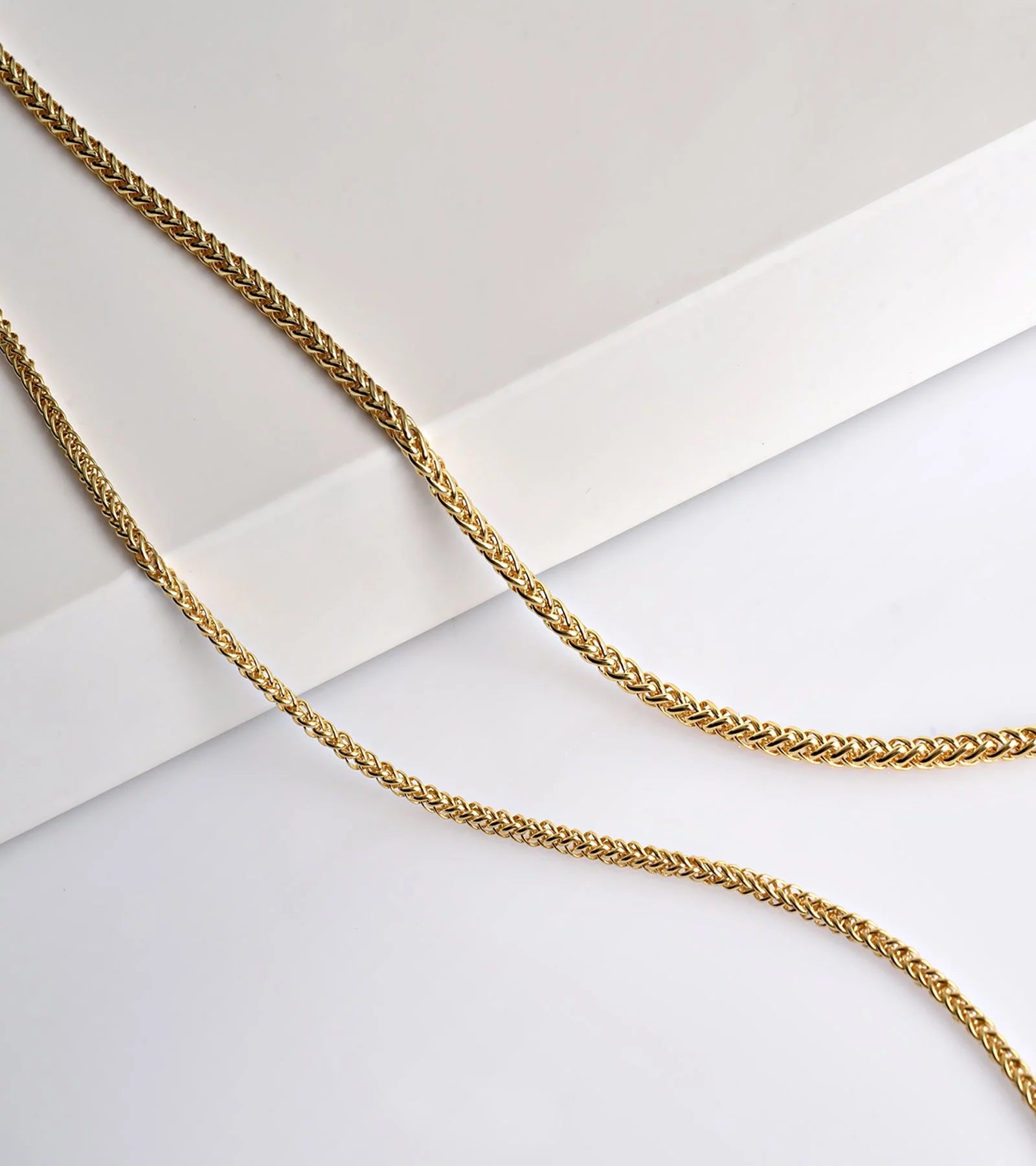 Jewelry Atelier Gold Chain Necklace Collection - 14K Solid Yellow Gold Filled round Wheat/Palm Chain Necklaces for Women and Men with Different Sizes (2.5Mm, or 3.2Mm)
